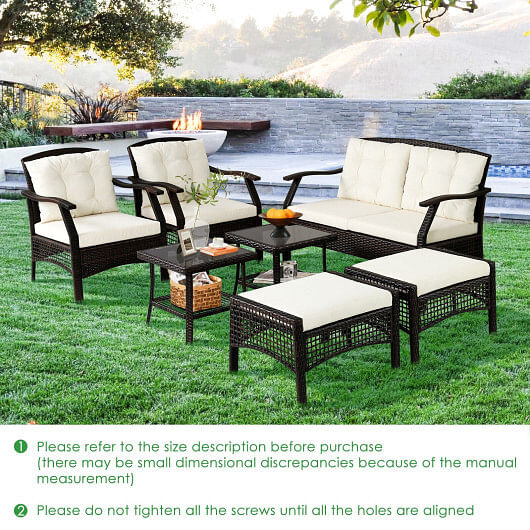 7 Pieces Outdoor Patio Furniture Set with Waterproof Cover - Free Shipping