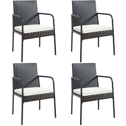 4 Pieces Patio Wicker Rattan Dining Set with Comfy Cushions - Free Shipping