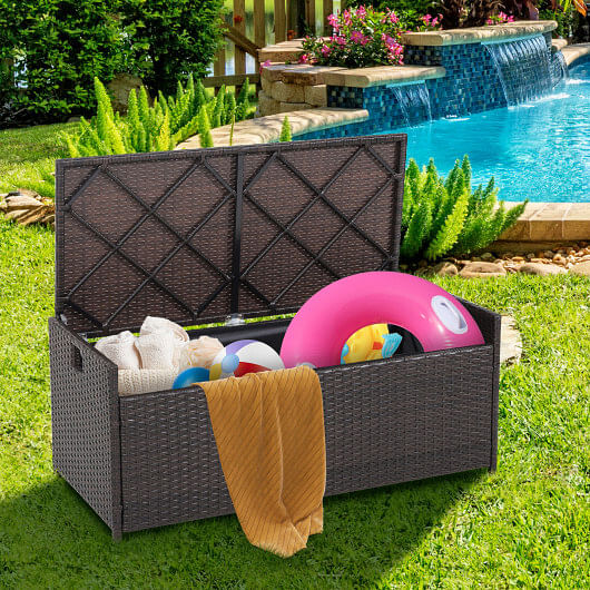 34 Gallon Patio Storage Bench with Seat Cushion and Zippered Liner - Free Shipping