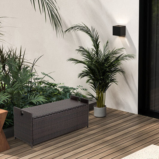 34 Gallon Patio Storage Bench with Seat Cushion and Zippered Liner - Free Shipping