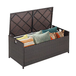 34 Gallon Patio Storage Bench with Seat Cushion and Zippered Liner - Free Shipping