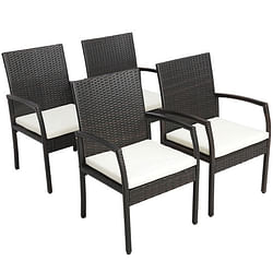 4 Pieces Patio Wicker Dining Armchair Set with Soft Zippered Cushion-Set of 4 - Free Shipping