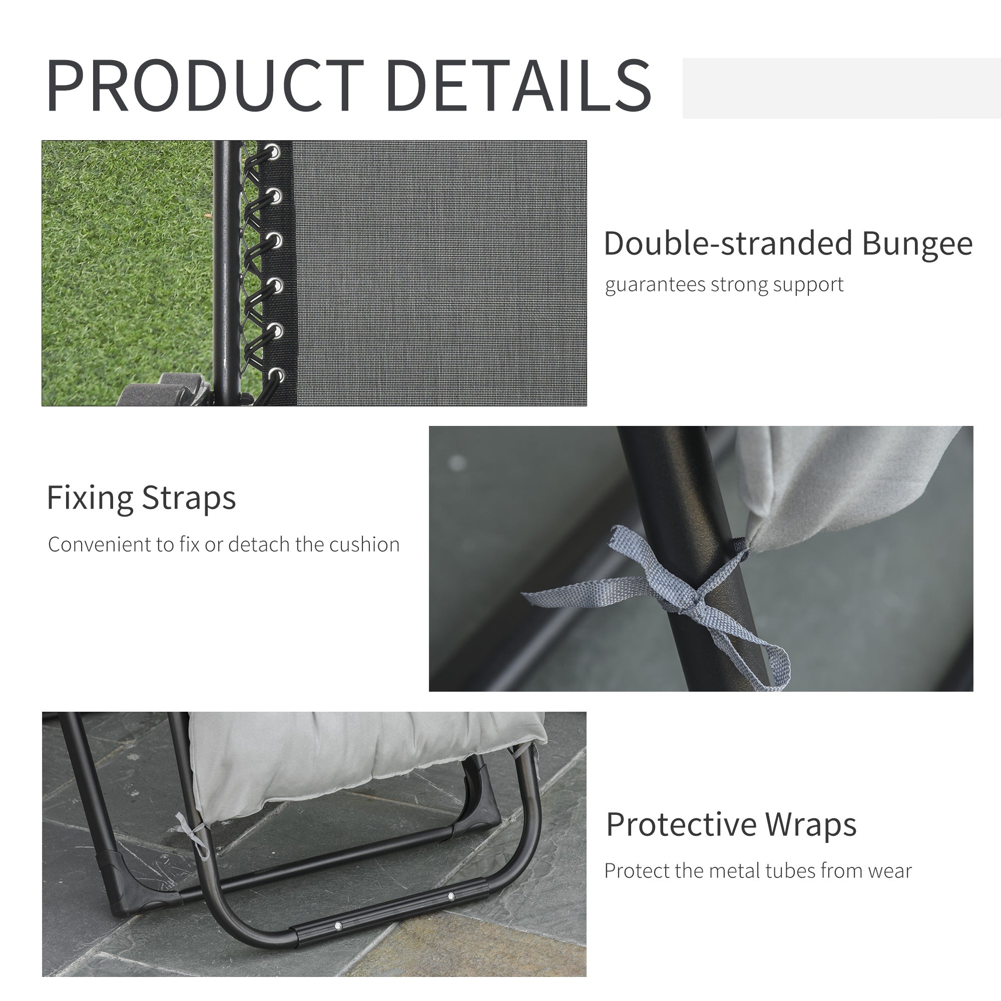 Outsunny Zero Gravity Reclining Chair - Folding Sun Lounger with Cushion & Headrest for Ultimate Relaxation, Black