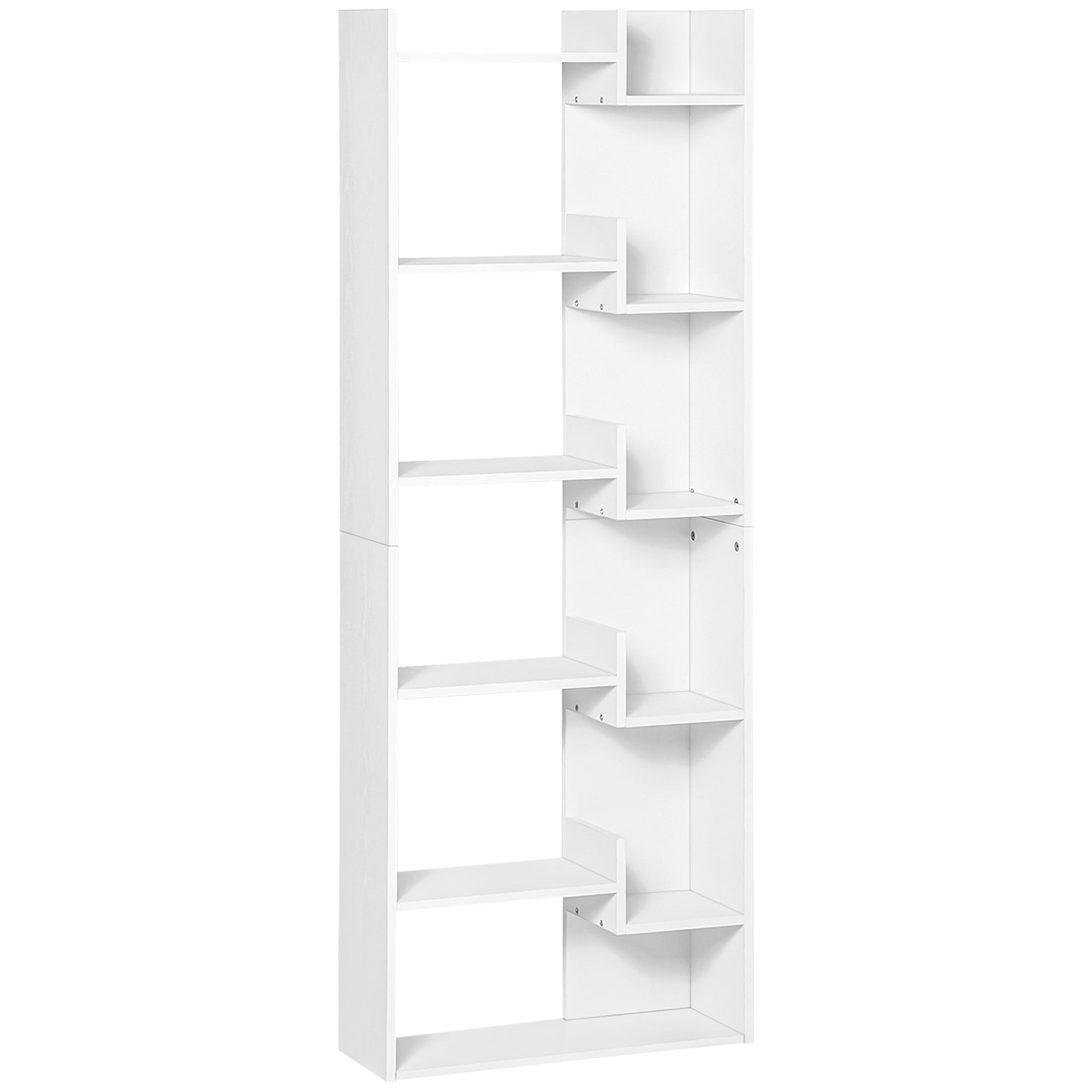 HOMCOM 6-Tier Tall Modern Bookcase: Floor Standing Shelving Unit for Living Room, Home Office, White