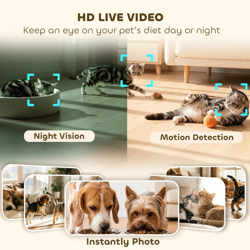 Automatic Cat Feeder for 2 Cats with HD Camera,2.4G & 5G WiFi Pet Food Dispenser 6L APP Control