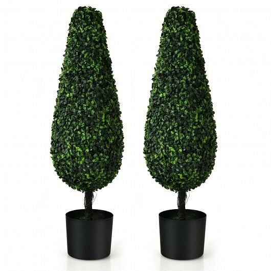 2 Pack 3 Feet Artificial Tower UV Resistant Indoor Outdoor Topiary Tree - Free Shipping