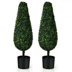 2 Pack 3 Feet Artificial Tower UV Resistant Indoor Outdoor Topiary Tree - Free Shipping