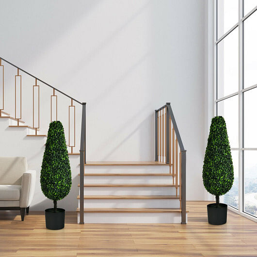 2 Pack 3 Feet Artificial Tower UV Resistant Indoor Outdoor Topiary Tree - Free Shipping