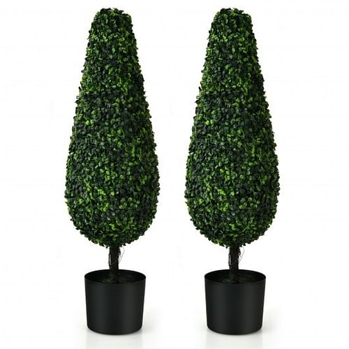 2 Pack 3 Feet Artificial Tower UV Resistant Indoor Outdoor Topiary Tree - Free Shipping
