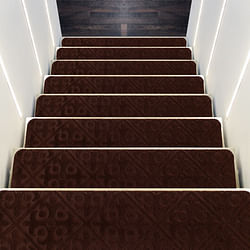 15Pcs Indoor Non-Slip Stair Carpet Mats for Wooden Steps-Brown - Free Shipping