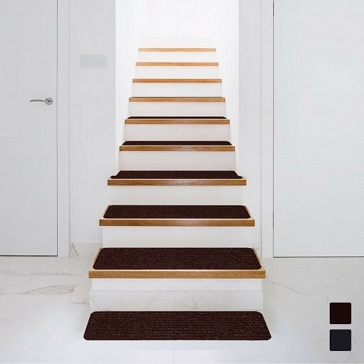 15 Pieces 30 x 8 Inch Slip Resistant Soft Stair Treads Carpet-Brown - Free Shipping