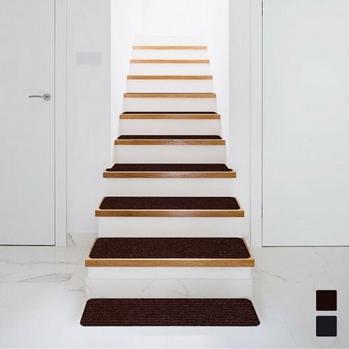 15 Pieces 30 x 8 Inch Slip Resistant Soft Stair Treads Carpet-Brown - Free Shipping