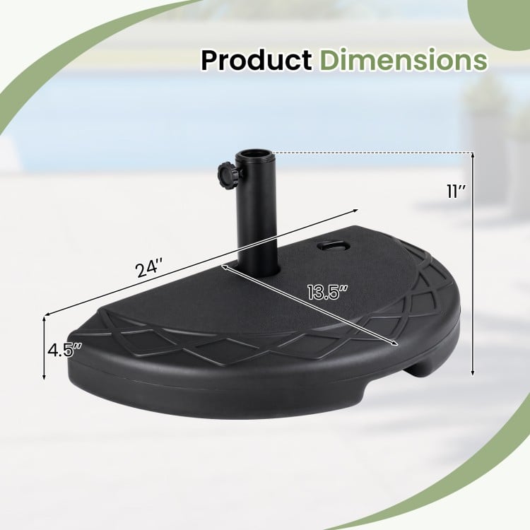 Half Round Patio Umbrella Base 44 lbs Water and Sand Fillable