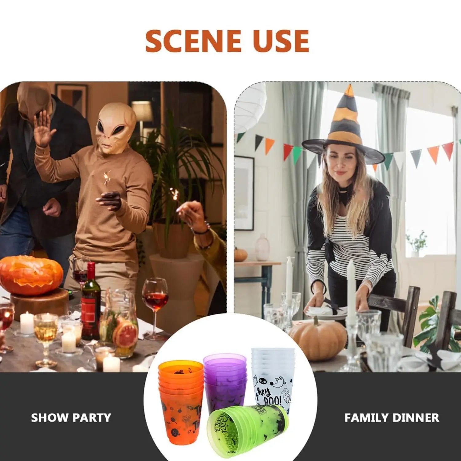 Halloween cups A Pack Of 8 Halloween Plastic Cups With Patterns.