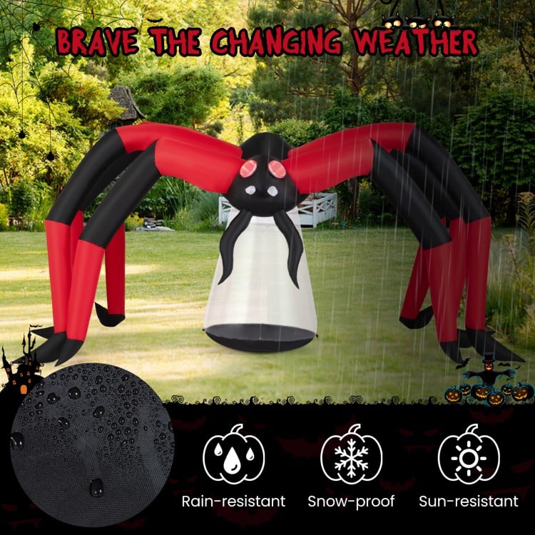 Halloween Inflatable Spider Blow Up Yard Scary Spider with Red Tunnel Light Eyes