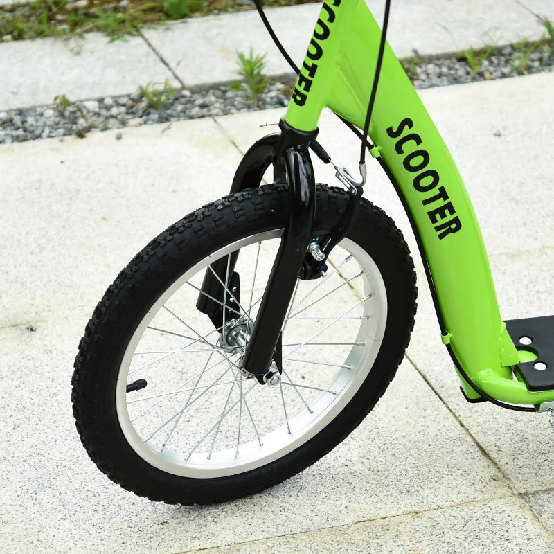 Aosom Kids Scooter with Adjustable Handlebar, Youth Kick Scooter with Dual Brakes, Inflatable Wheels, for Age 5+, Green