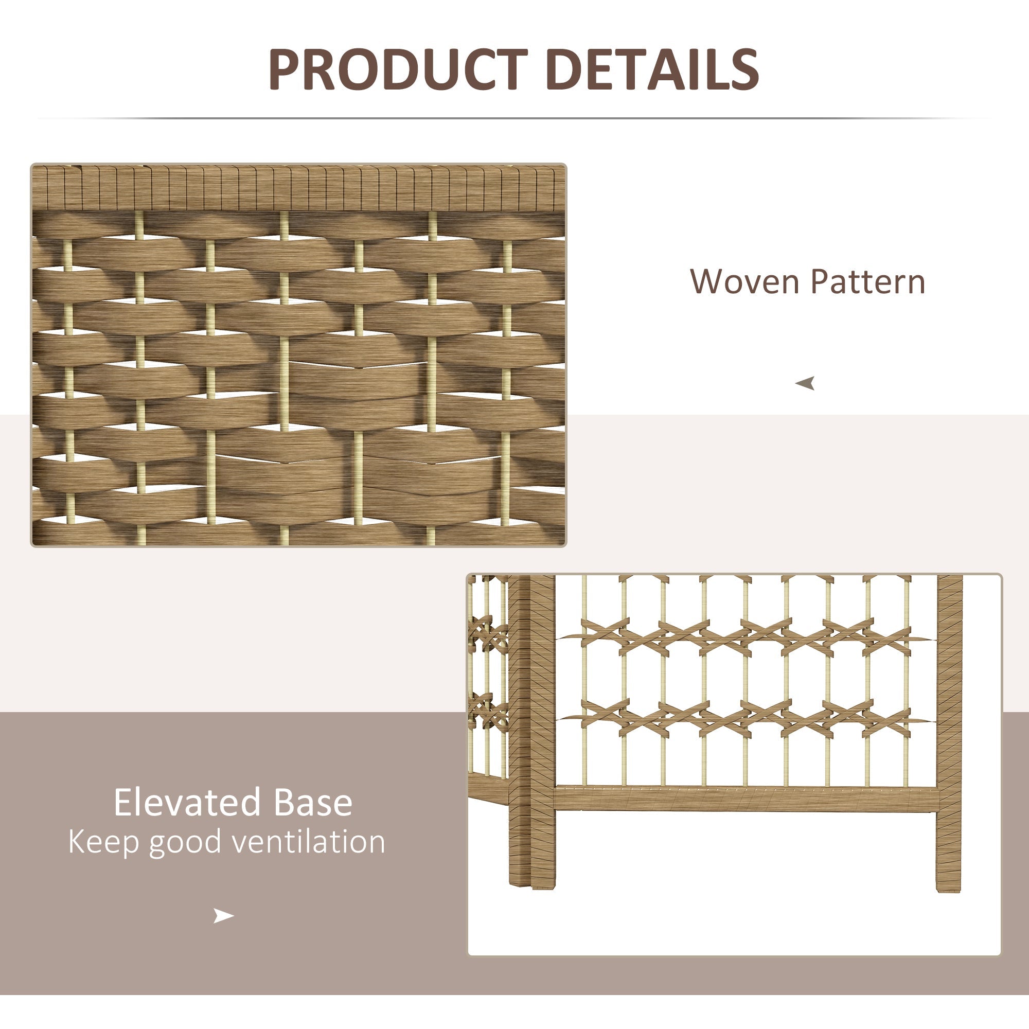 HOMCOM 4-Panel Folding Room Partition: Portable Privacy Screen, Wave Fiber Room Partition for Home Office, Natural