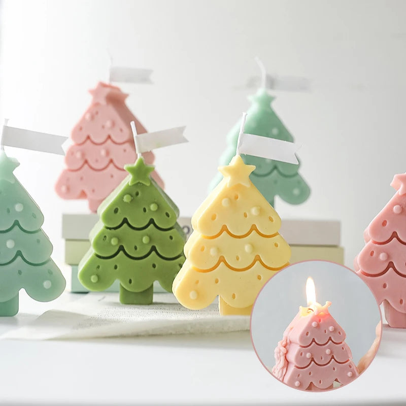 Handmade Cartoon Christmas Tree Scented Candles Scene Decoration Shooting Props Soy Wax Aromatherapy Incense Candle