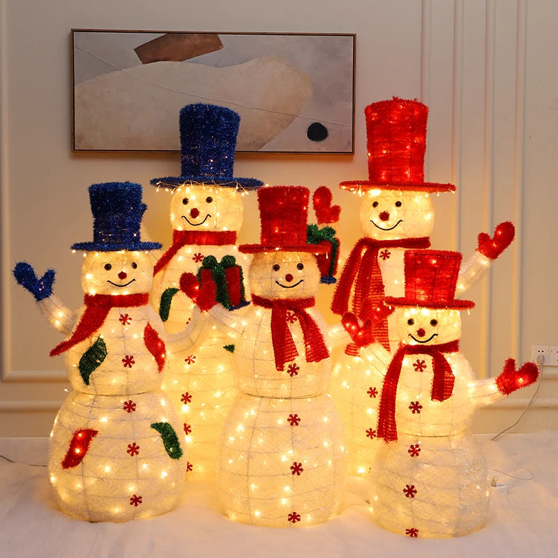 76/180 CM Outdoor Inflatable Toys Snowman Santa Claus Decorations With Rotating Led Lights Greeting Snowman for Christmas Party
