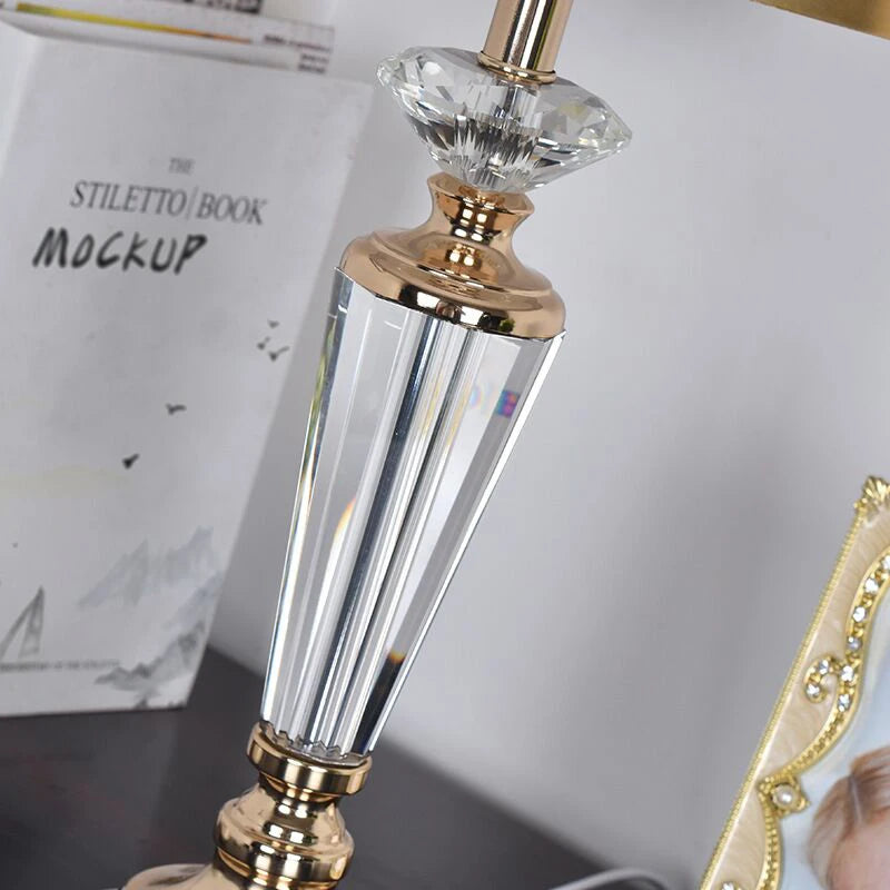 SAROK Modern Table Lamp – Crystal White Bedside LED Desk Lamp, Luxury Decorative Light for Home, Foyer, Bedroom, Office, Hotel, Study