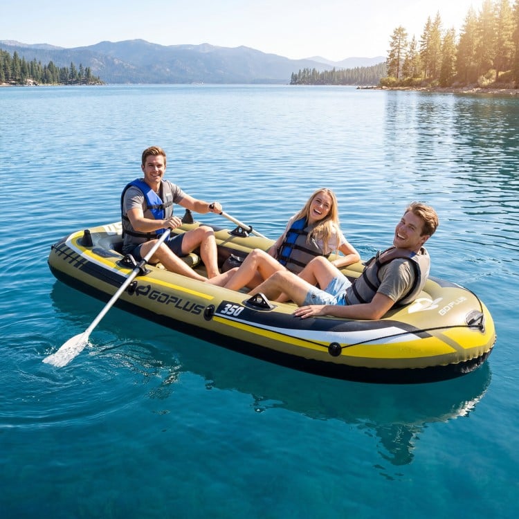 Heavy-Duty Inflatable Boat 4-Person Fishing Raft Set