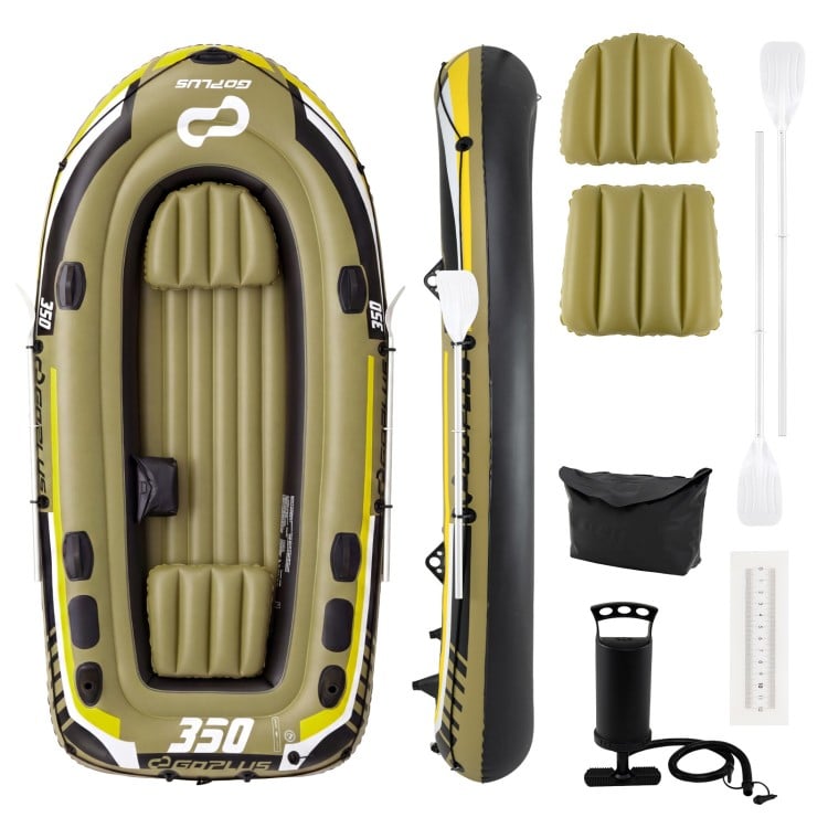 Heavy-Duty Inflatable Boat 4-Person Fishing Raft Set