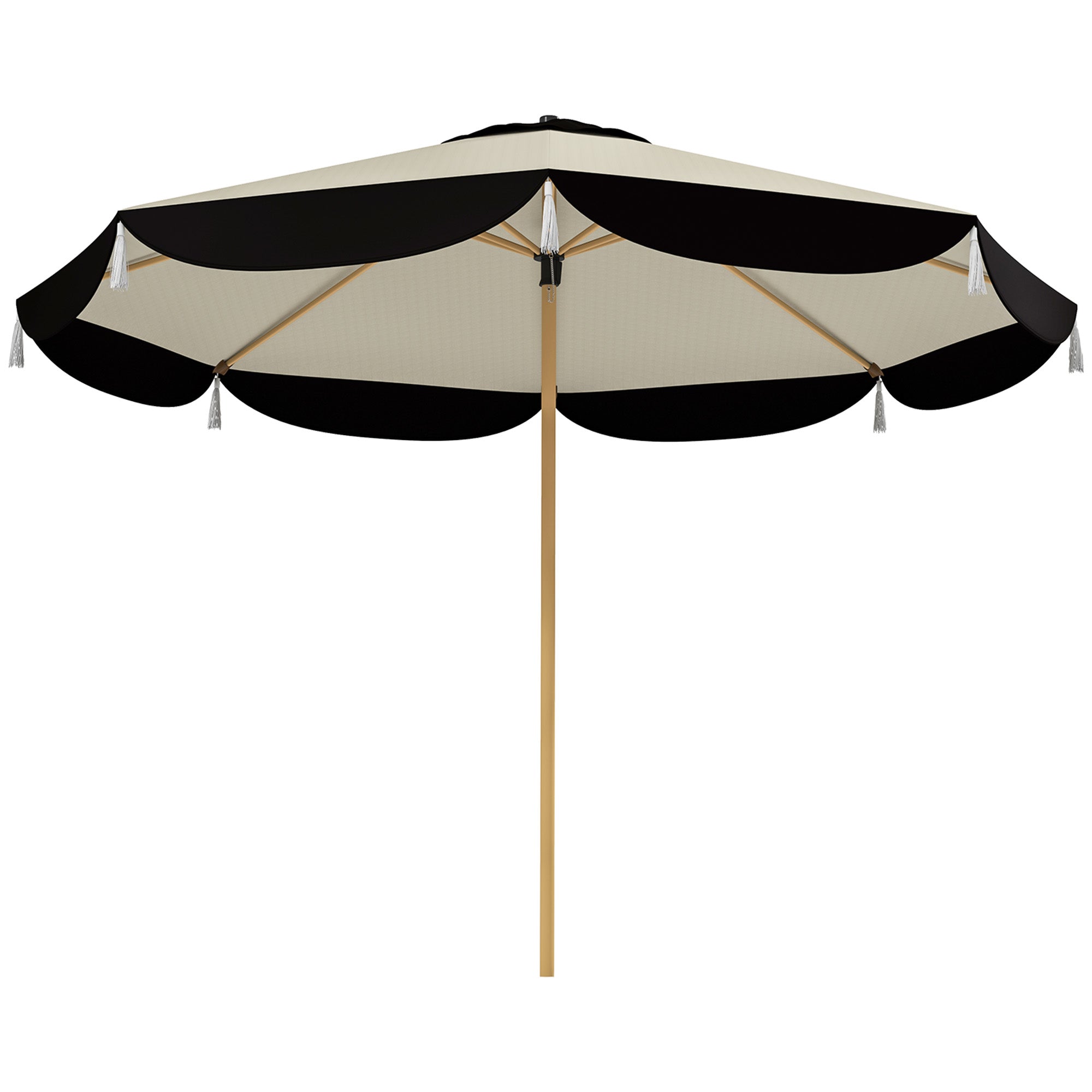 Outsunny 9FT Patio Umbrella Parasol, UPF 50+ Outdoor Market Umbrella with 8 Ribs, Vented Patio Table Umbrella for Deck, Backyard and Lawn, Beige