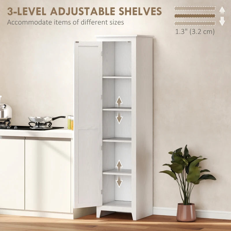 67" Farmhouse Kitchen Pantry Storage Cabinet with Barn Door, Kitchen Pantry Cabinet with Adjustable Shelves, White