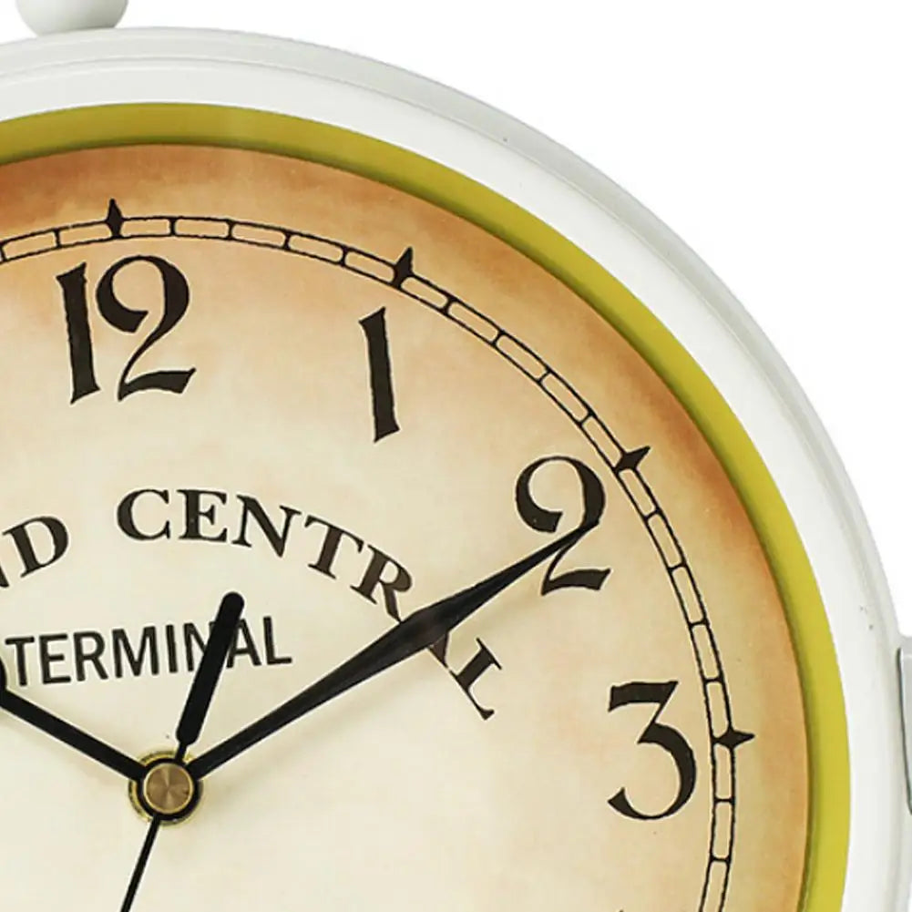 Retro Double-Sided Rotating Wall Clock - Metal Hanging Clock for Outdoor/Home/Garden Decor, Includes Wall-Mounted Bracket