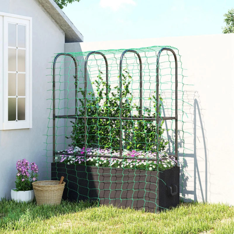 Raised Garden Bed with Trellis, Tomato Cage with 52.8 Gal Grow Bag, Garden Cucumber Trellis Plant Cage