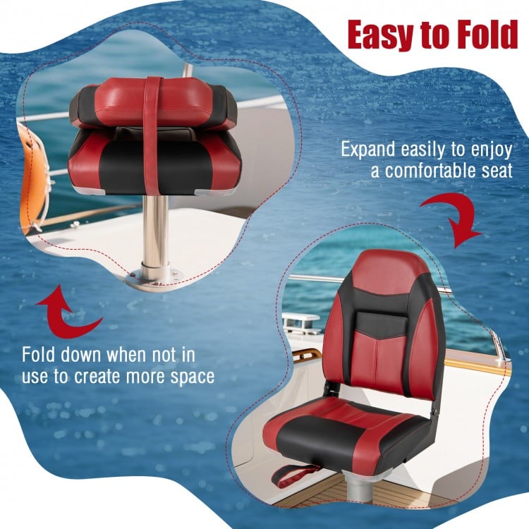 High Back Folding Boat Seats with Sponge Cushions and Flexible Hinges