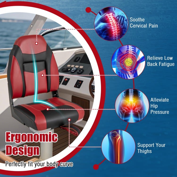 High Back Folding Boat Seats with Sponge Cushions and Flexible Hinges