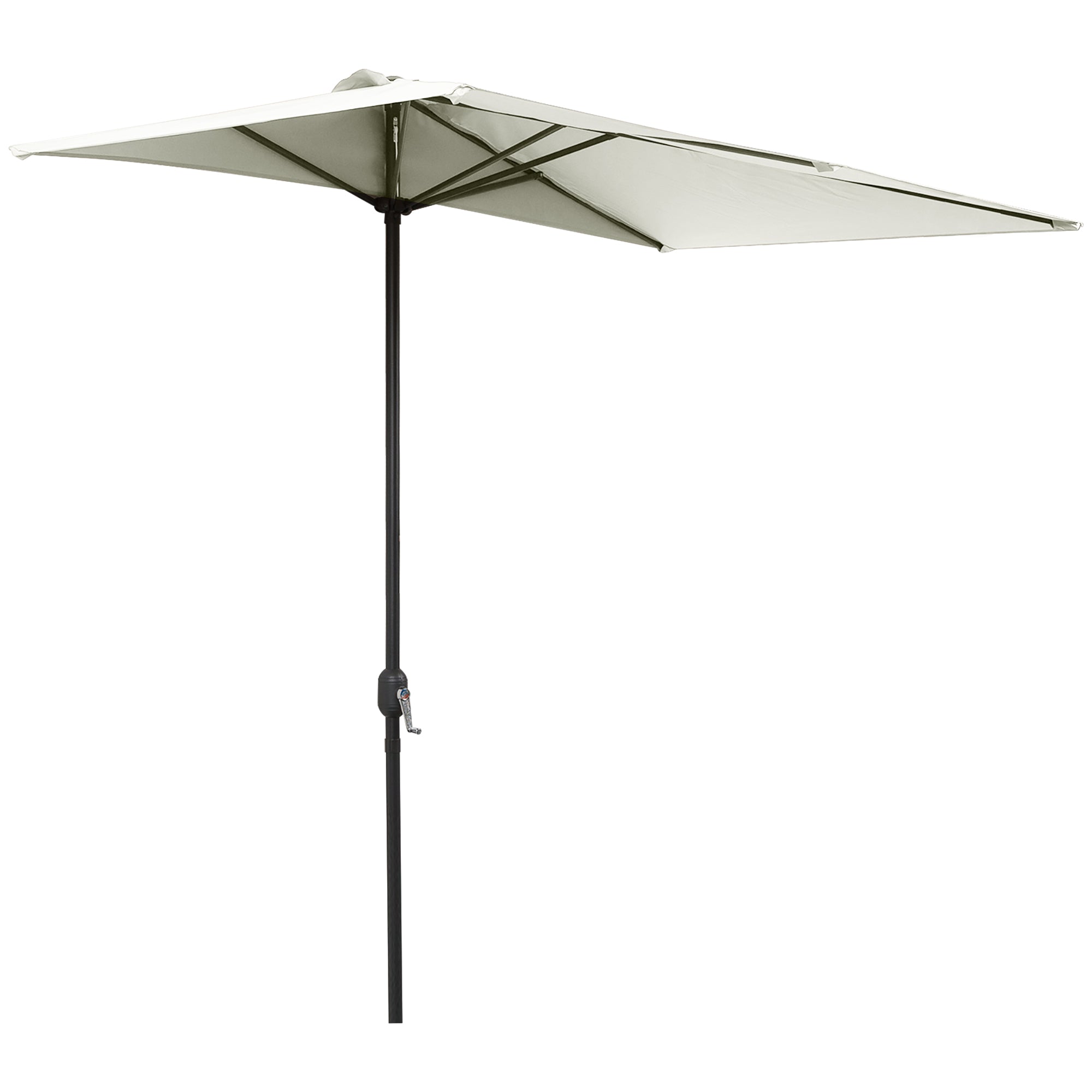 Outsunny 8ft Half Round Umbrella, Outdoor Balcony Parasol Patio Garden Outdoor Window Sun Shade w/ 5 Ribs Beige