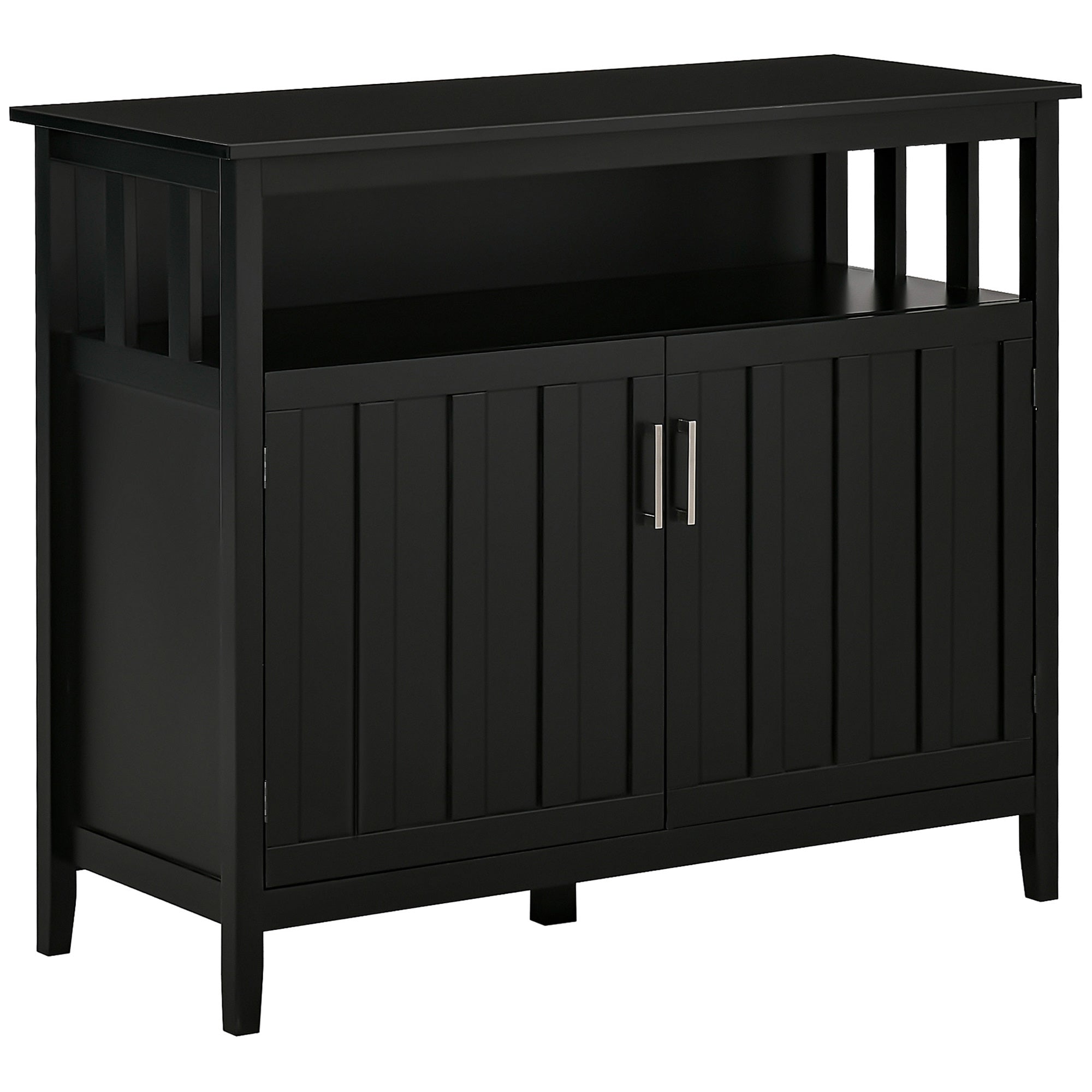 HOMCOM Black Storage Buffet Server: Sideboard Bar Cabinet Cupboard Console Table with 2 Doors and Adjustable Shelves