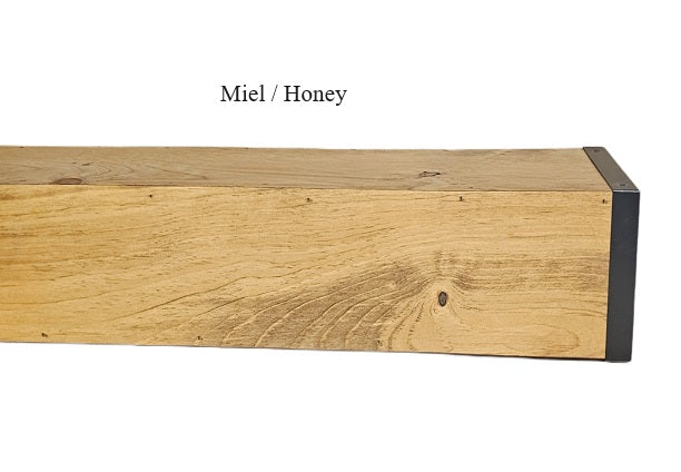 Fireplace Style Wall Shelf with Metal End Caps – Decorative Floating Mantel Shelf for Home Décor