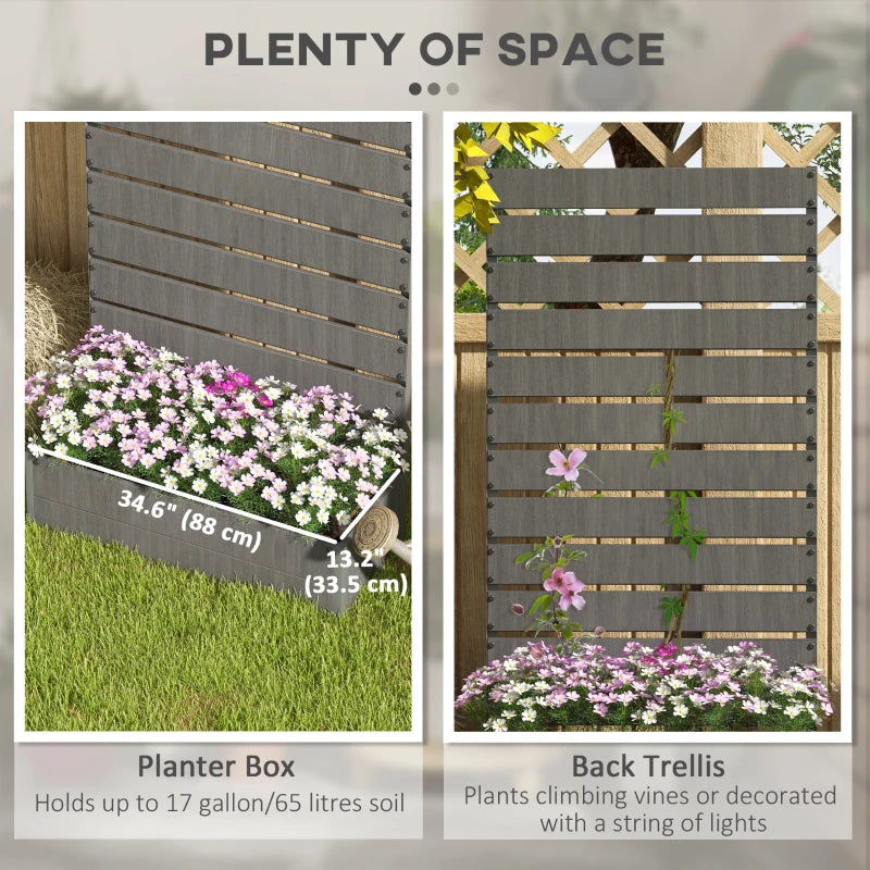 Trellis Planter for Climbing Plants, Raised Garden Bed with Trellis, Planter Box for Outdoor Garden, Dark Grey