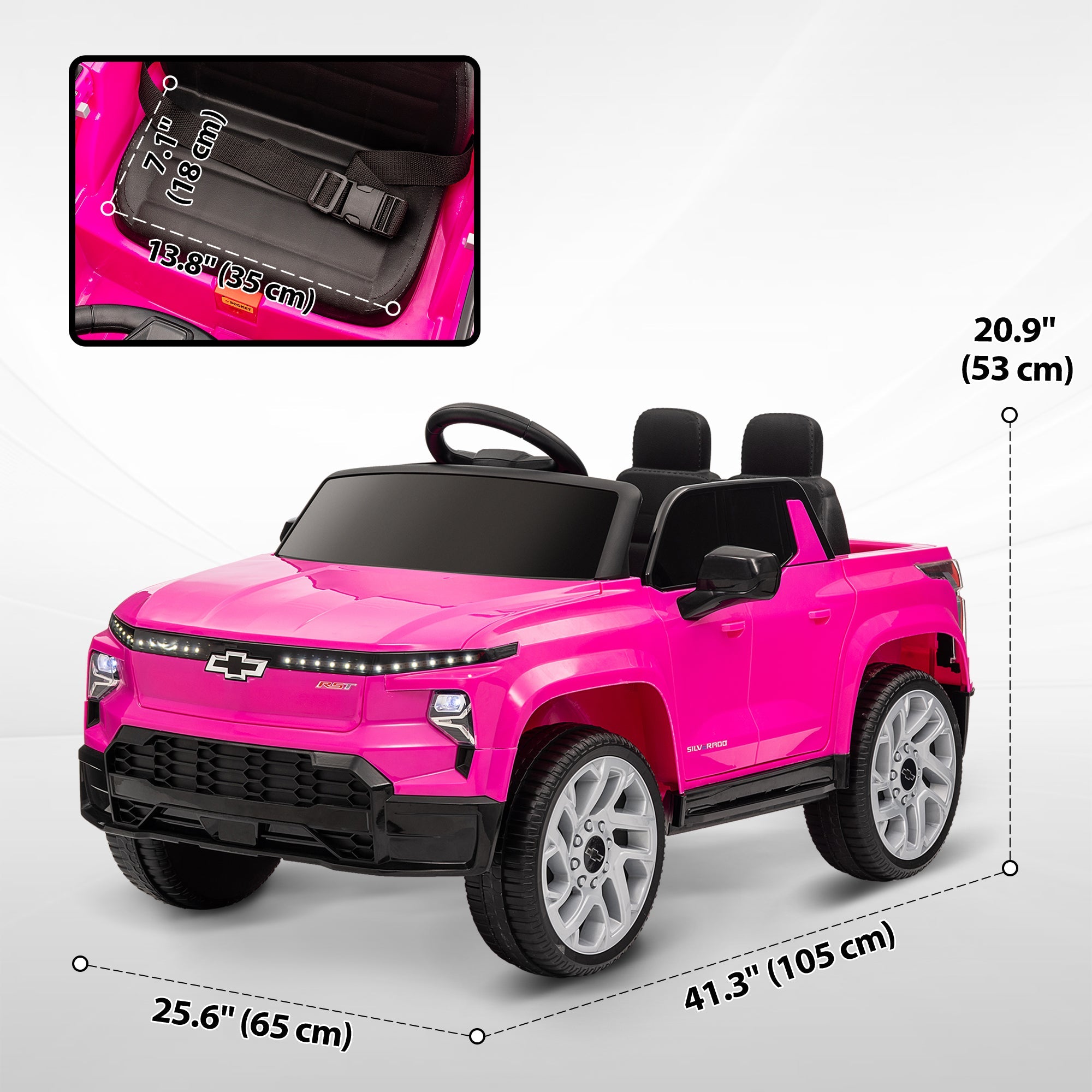 Qaba 12V CHEVROLET SILVERADO EV RST Licensed Kids Car w/ Remote, Spring Suspension, Soft Start, Training Wheels, Pink