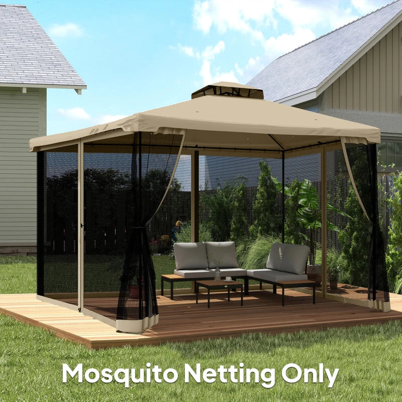 Replacement Mosquito Netting for Gazebo 12' x 12' Black Screen Walls for Canopy with Zippers, Khaki
