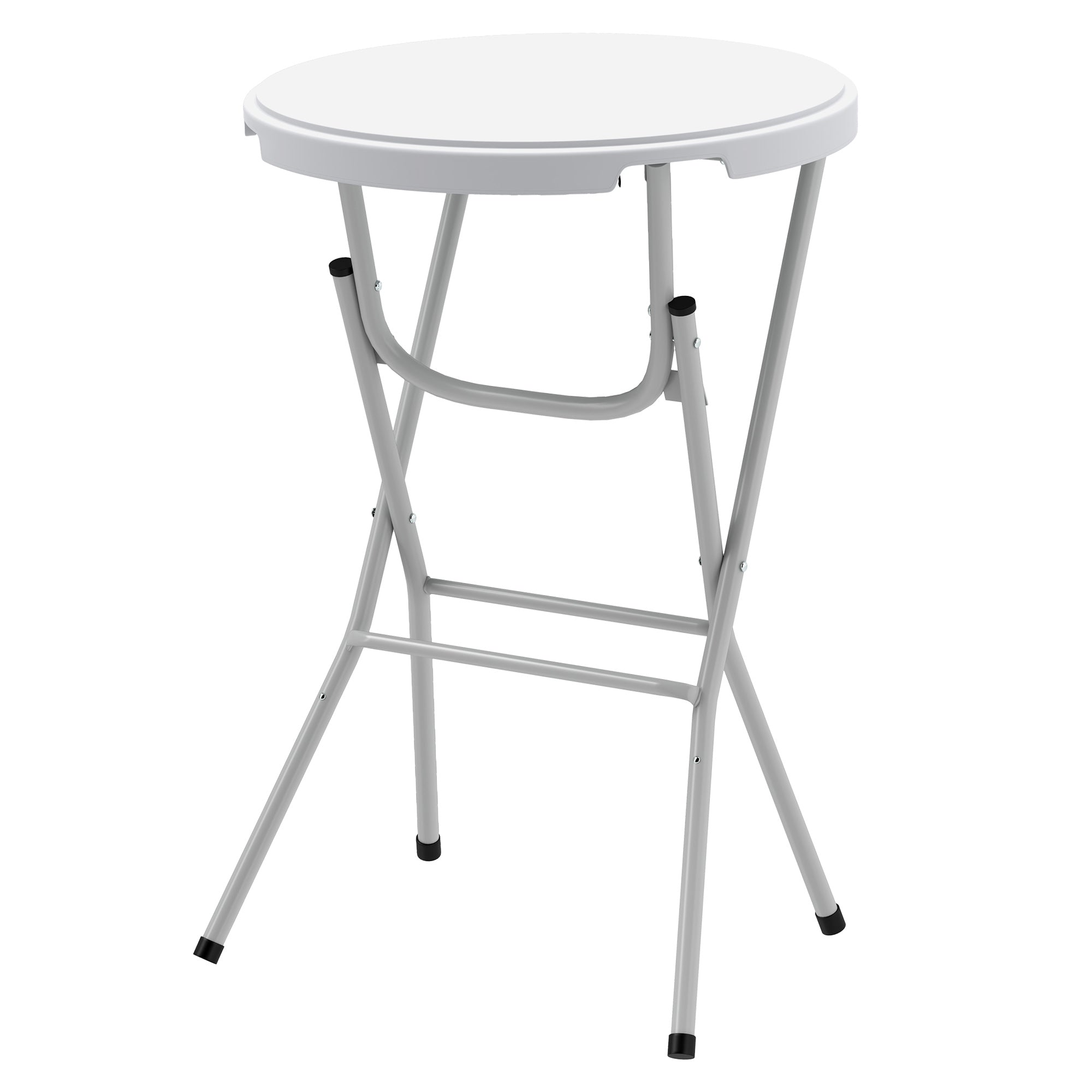 Outsunny 31.5" Bar Height Patio Table, Outdoor Bar Folding Table with HDPE Top, Locking Steel Legs for Party, Camping, White