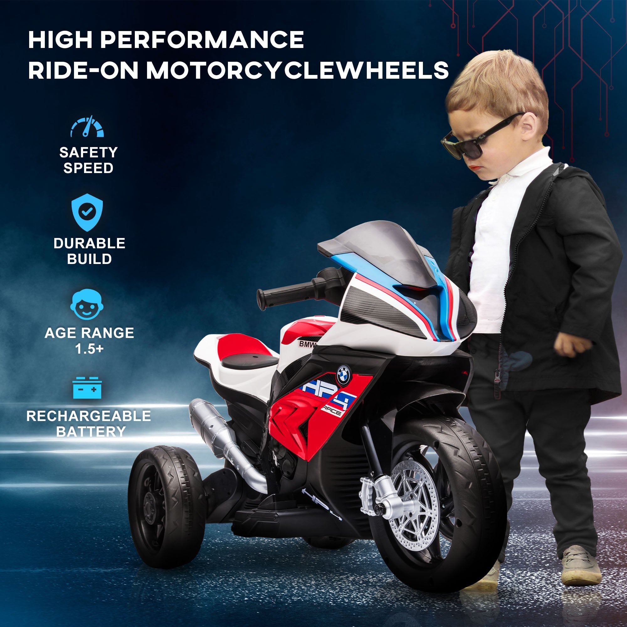 Aosom Kids Electric Motorcycle with Pedal 6V Battery Powered Ride-On Toy with Music Horn Headlights for 1.5-5 Years Red