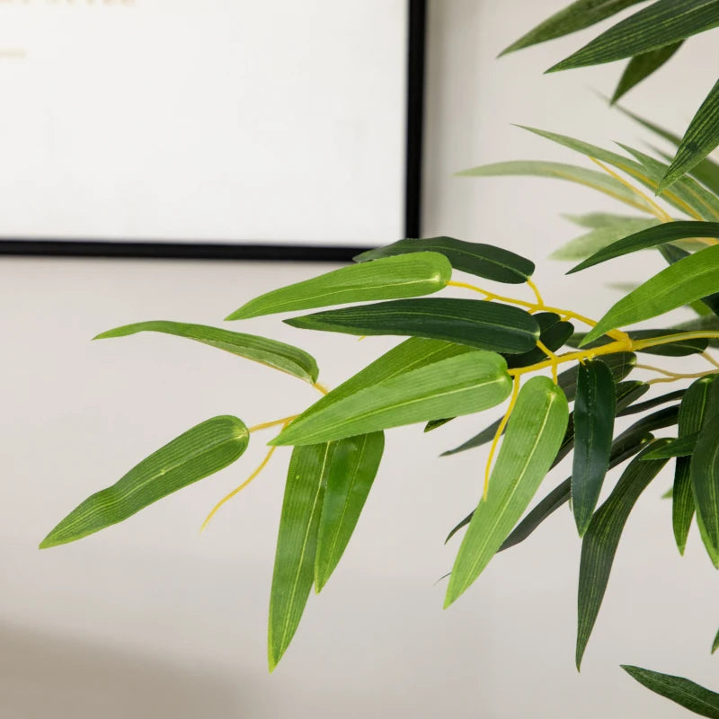 5ft Tall Artificial Bamboo Tree, Decorative Faux Plant with Pine Wood Base for Indoor Home Office Decor