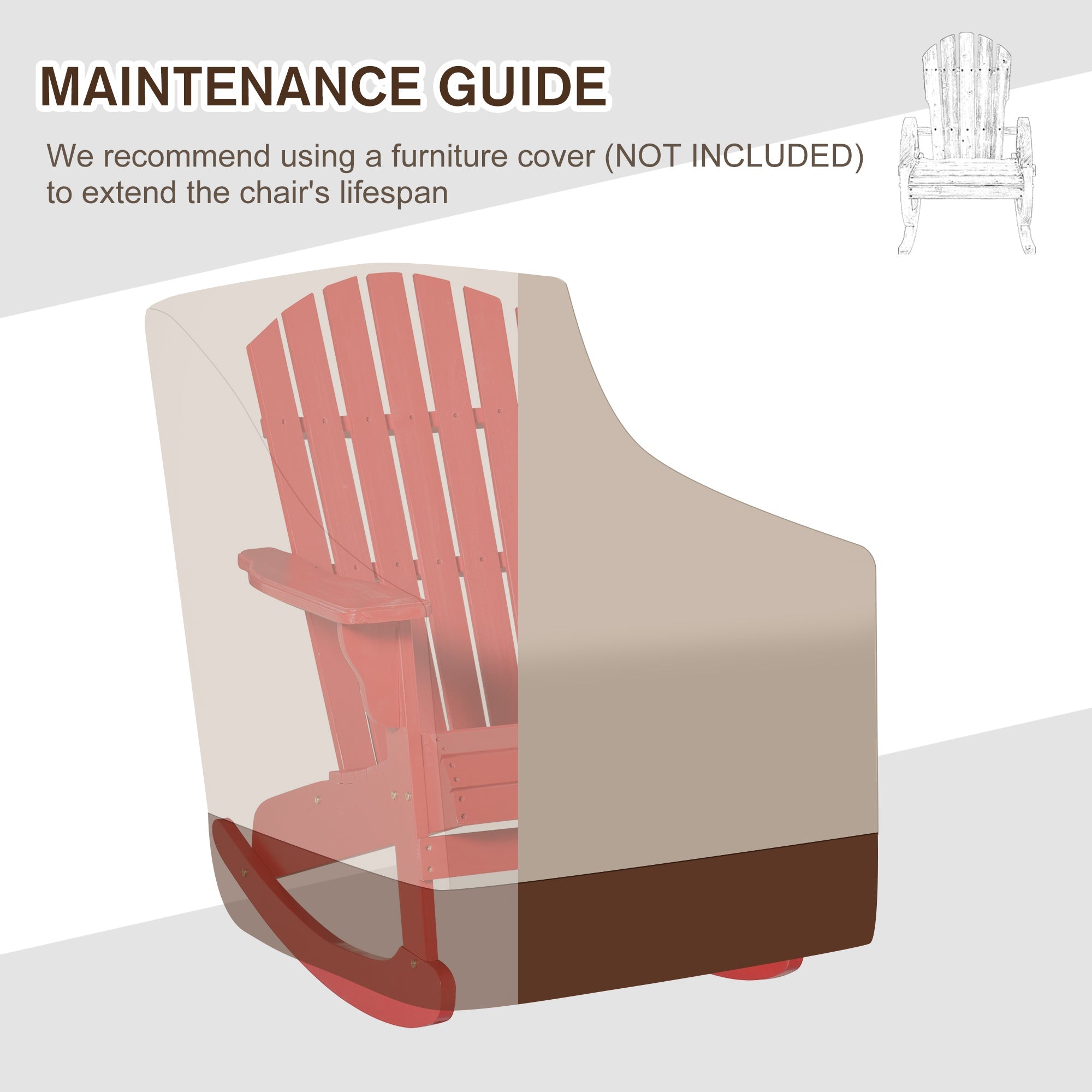 Outsunny Wooden Adirondack Rocking Chair with Slatted Wooden Design, Fanned Back, & Classic Rustic Style, Red