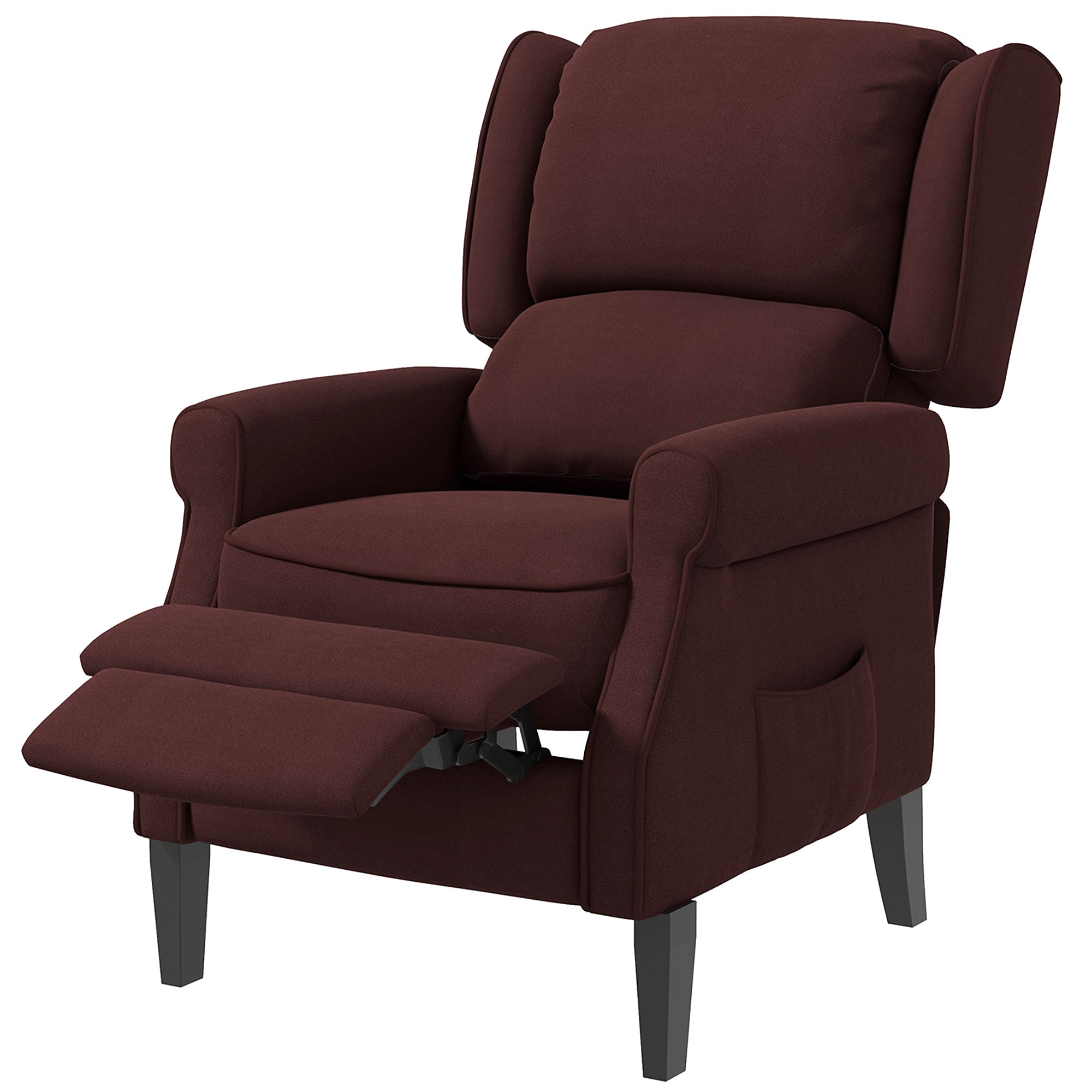 HOMCOM Push Back Recliner Chair with Vibration Massage Living Room Extendable Footrest Remote Pocket Brown