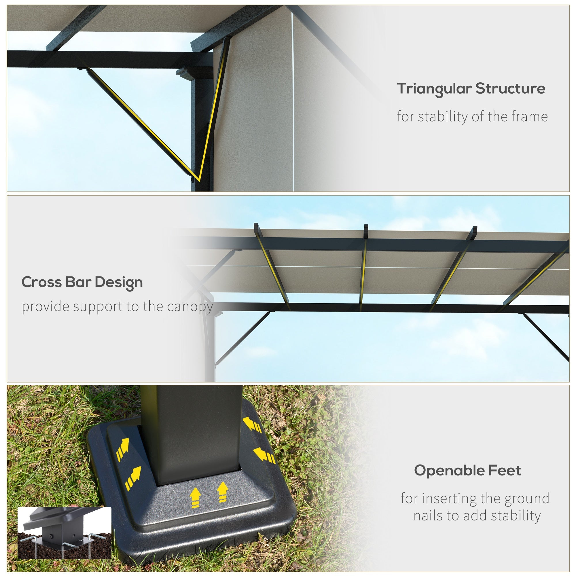 Outsunny 10' x 10' Retractable Pergola Canopy for Backyard, Beige