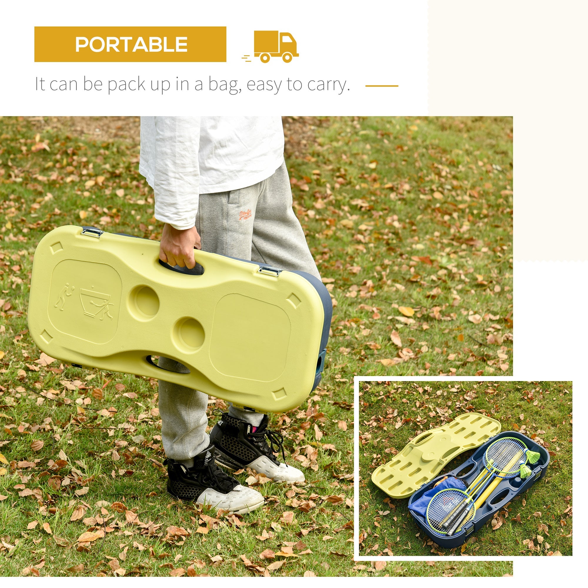 HOMCOM Foldable Badminton Net Set Portable for Indoor Outdoor Beach Backyard Adults Kids