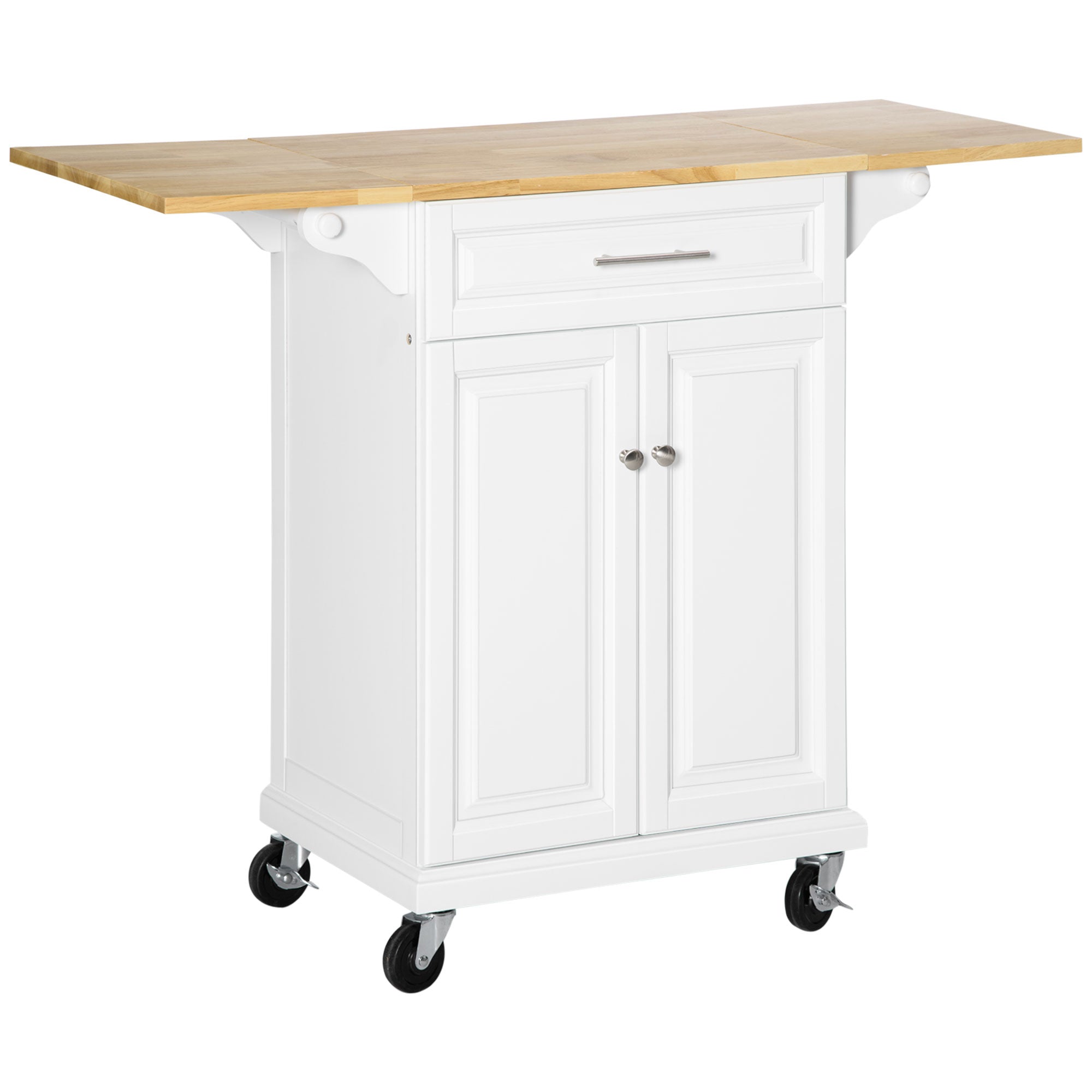HOMCOM Extendable Kitchen Cart: Rolling Island with Counter, Drawer, Cabinet, Towel Rack for Dining & Kitchen Use