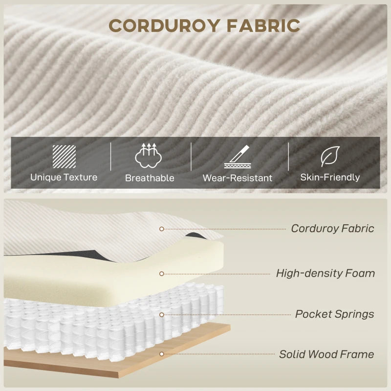 🛋️ U-Shaped Corduroy Sectional Sofa – Double Chaise (Beige)