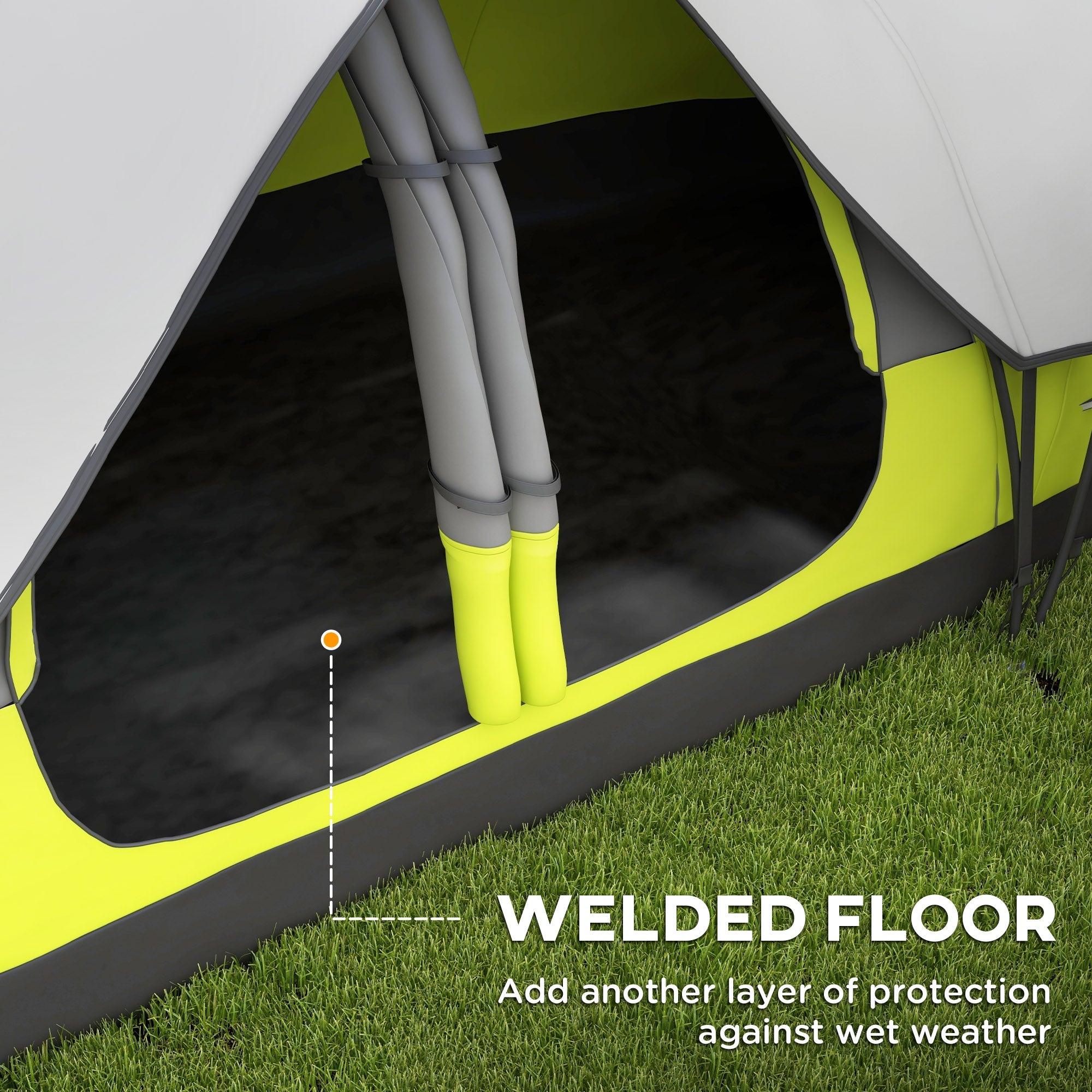 Outsunny Camping Tent for 6-8 Man with 2000mm Waterproof Rainfly and Carry Bag for Fishing Hiking Festival, Green