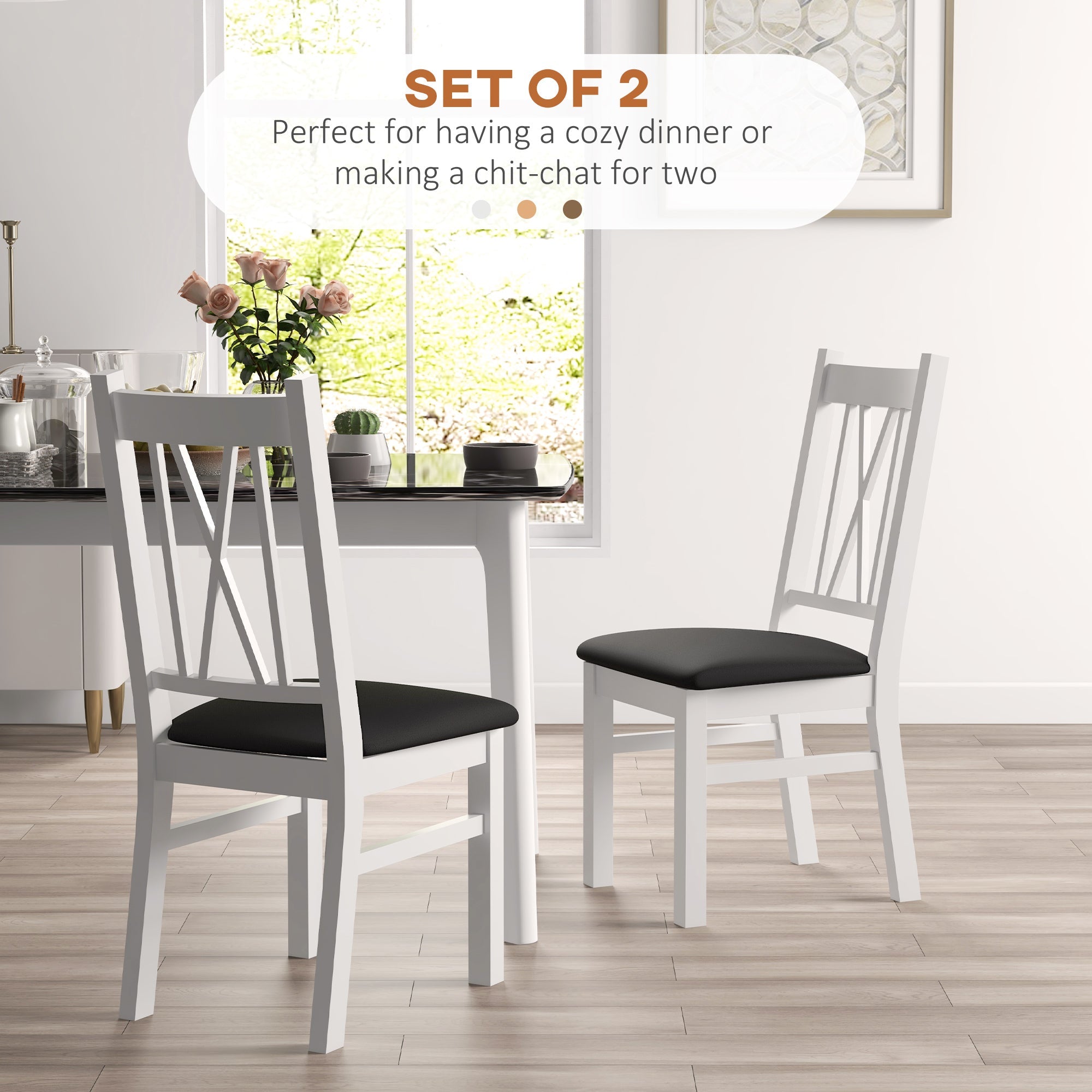 HOMCOM Dining Room Table Set Pine Wood Kitchen Furniture PU Leather Chairs Sturdy Stylish Living Room Furniture Dark Brown