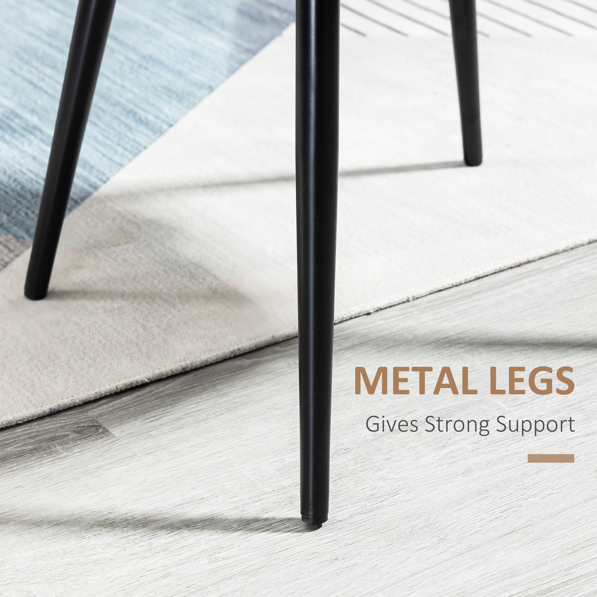 HOMCOM Set of 2 Mid-Back Dining Chair, Mid-Back Velvet-touch Upholstery Kitchen Chair for Living Room Dining Room, Cream White